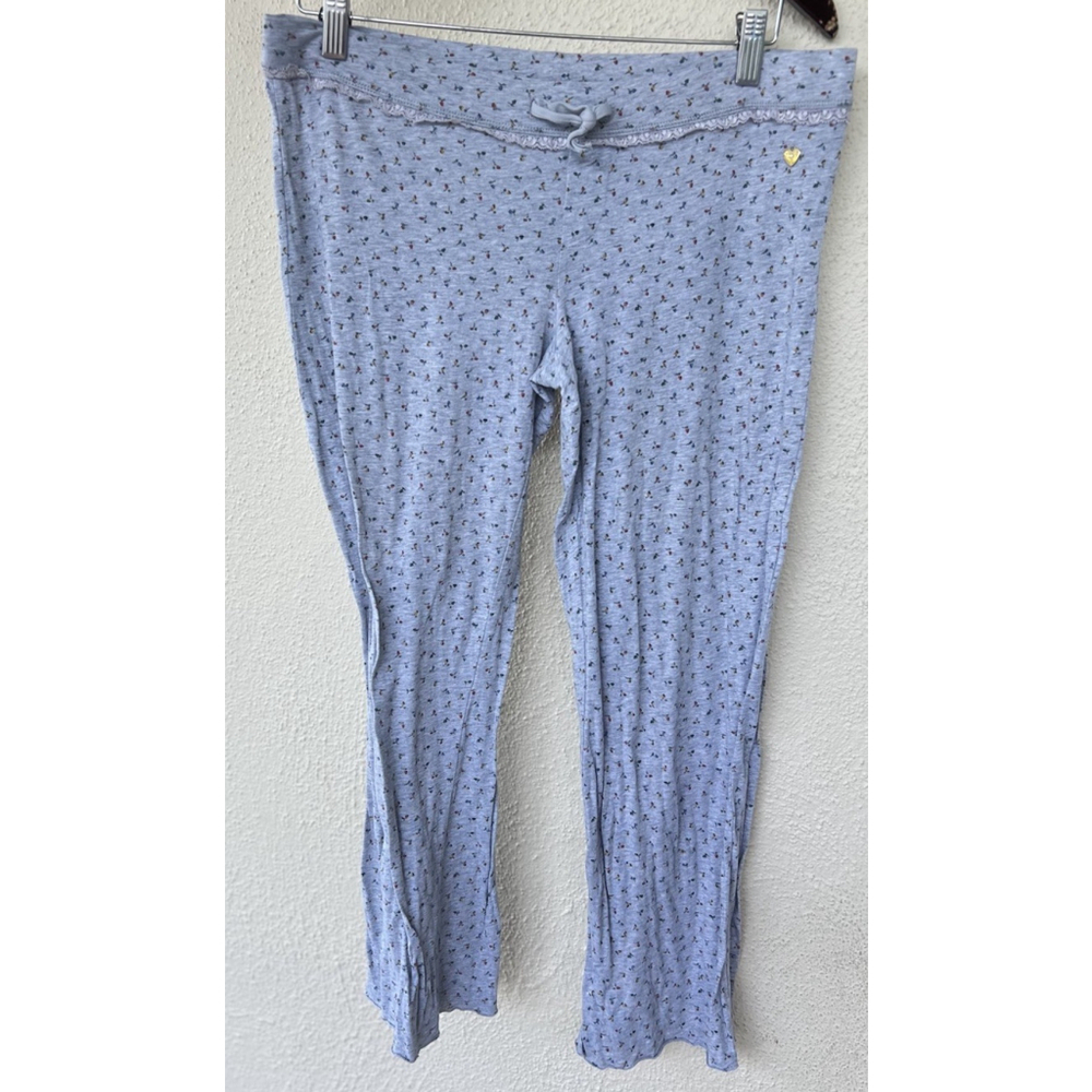 Y2K Juicy Couture Gray Pajama Pants Floral Lace Women’s Size Small Lounge Charm